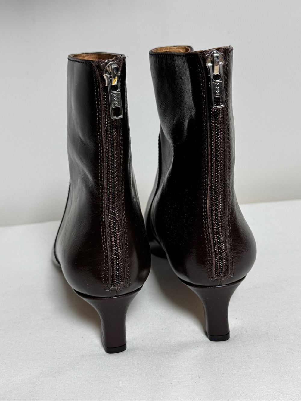 Madewell The Dimes Kitten Heel Turkish Coffee Crinkle Leather Boots - Picture 8 of 12